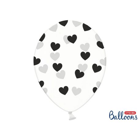 Čierne srdiečka - biely balón