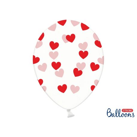 Červené srdiečka - biely balón