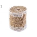Jutová stuha s čipkou 60mm/2m