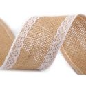 Jutová stuha s čipkou 60mm/2m