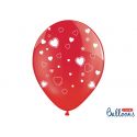 Červený balón s bielymi srdiečkami