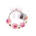 Čelenka do vlasov s ružovo-bielymi kvetinami