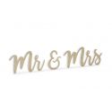 Mr & Mrs drevená dekorácia - zlatá