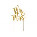 Nápis na tortu Mr & Mrs - Cake topper -zlatý