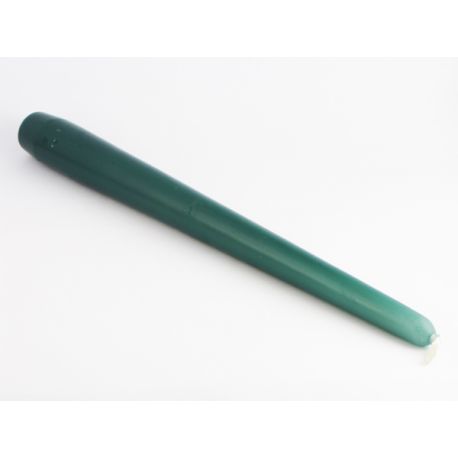 Zelená kónická sviečka matná - 24cm
